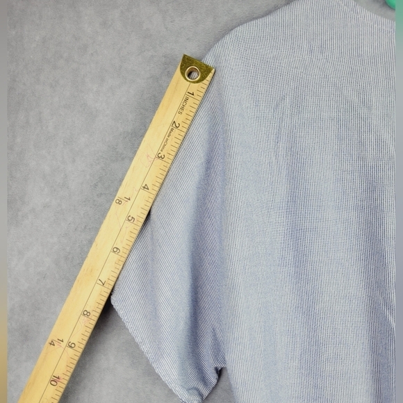 Woman's Small Madewell Blue and White Striped Tie Blouse - Picture 9 of 10